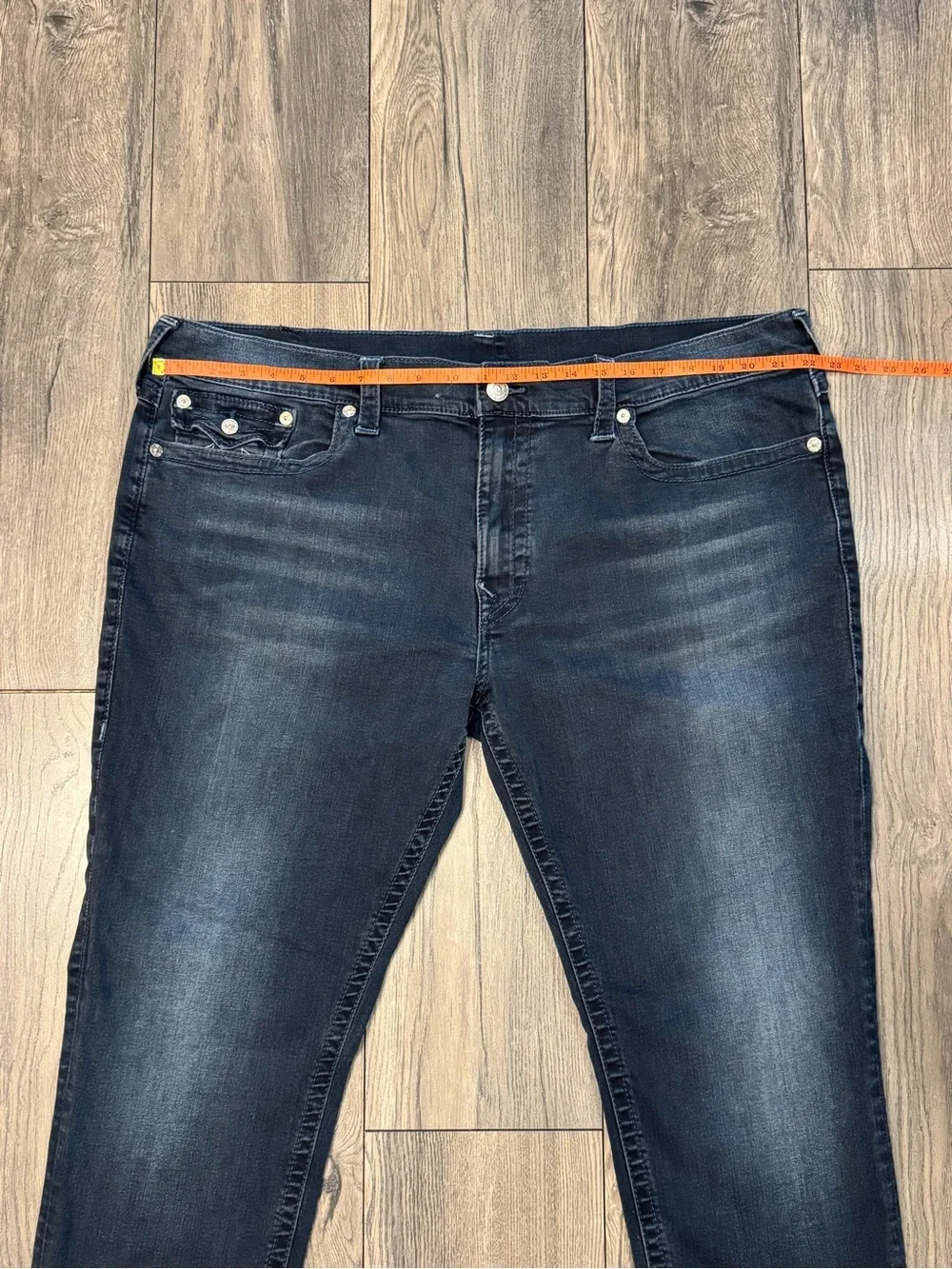 True Religion Geno Relaxed Slim Jeans Mens 44 Dark Wash Stretch Denim